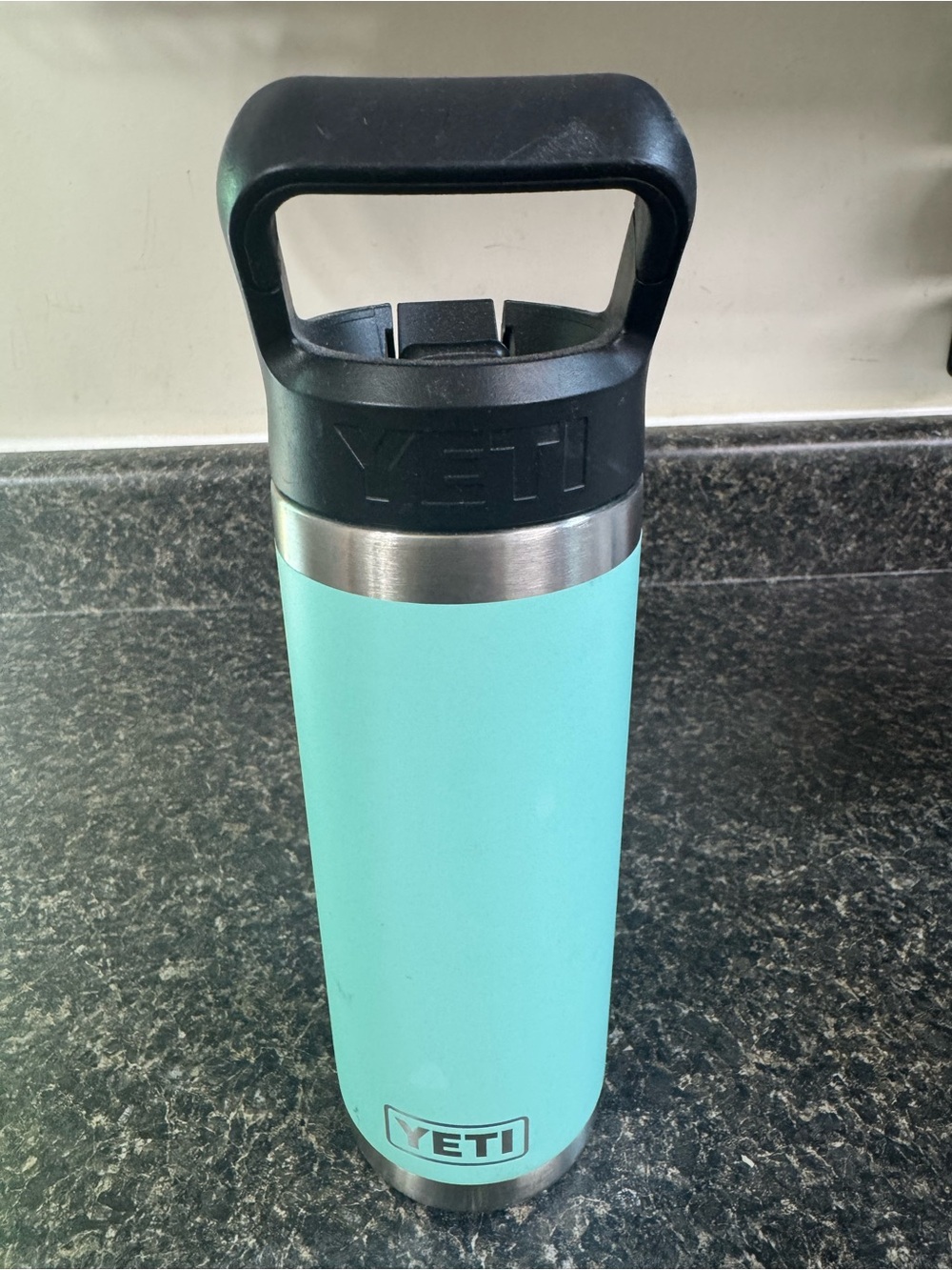 Yeti Bottle in Aqua with Black Lid